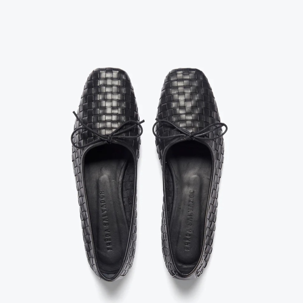 JADA HANDWOVEN BALLET FLAT in BLACK CLOSED WOVEN CALF